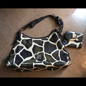 Dooney & Bourke Animal print Leather Trim Hobo Bag